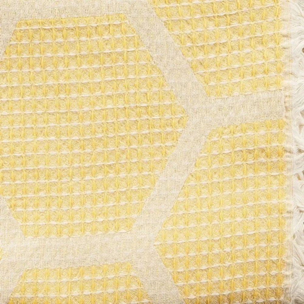 Hand Towel Modern Loom Weave Cheerful Yellow + Cream 2 Side Kitchen or Bathroom